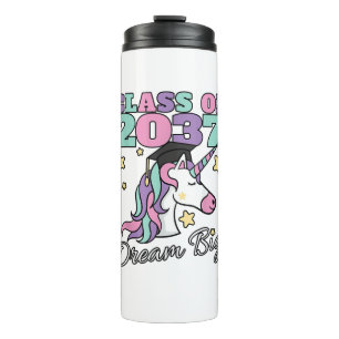Girls Class of 2037 Magical Unicorn Graduation Cap Thermal Tumbler