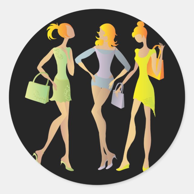 girls classic round sticker (Front)