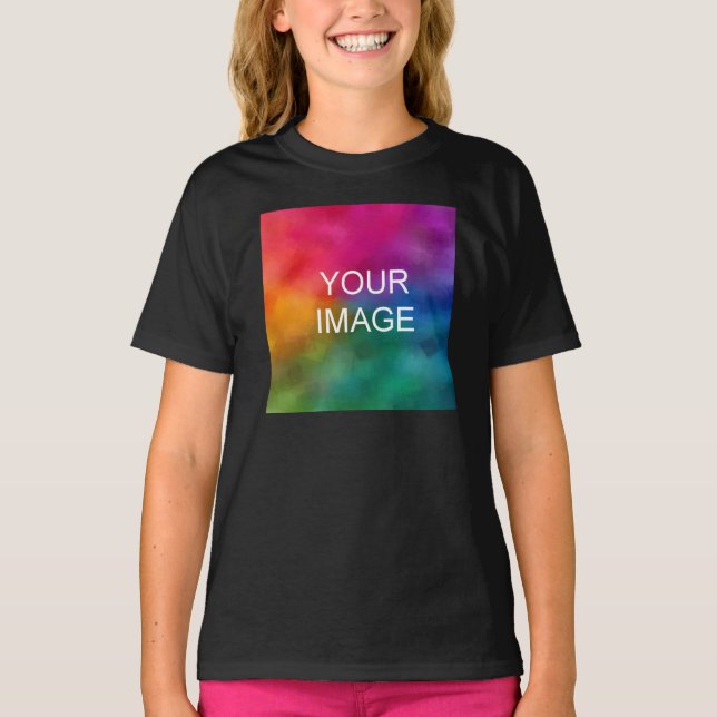 Girls Clothing Add Image Black Template Girls Kids T-Shirt (Front)