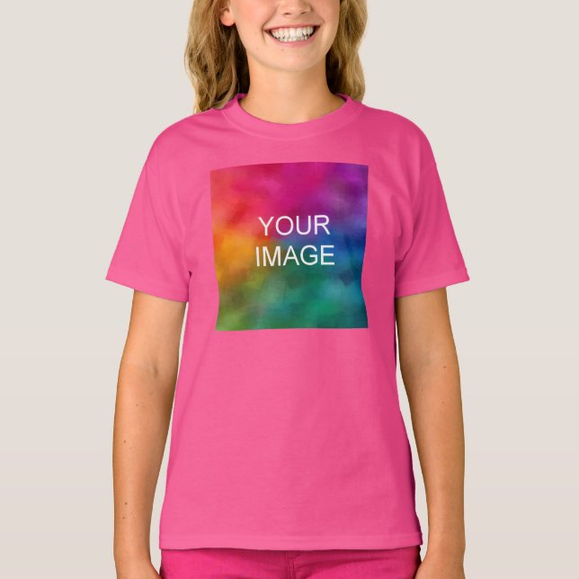 Girls Clothing Add Image Wow Pink Template Kids T-Shirt (Front)