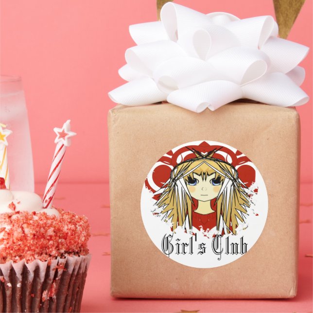 Girl's Club - Ultra Cute Grunged Anime blonde hair Classic Round Sticker (Party)