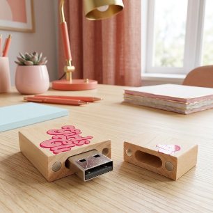 Girls Club Wood Flash Drive