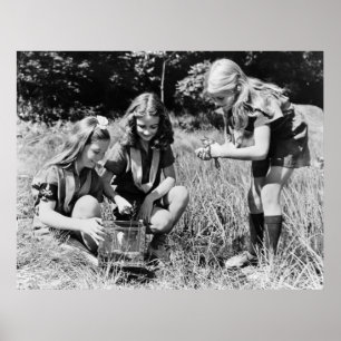 Girls Collecting Frogs, 1940s Poster