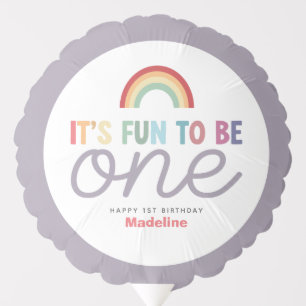 Girls Colorful Fun to be One Rainbow 1st Birthday Balloon