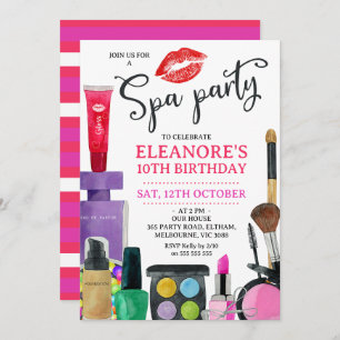 Girls Colorful Lips Spa Party Birthday Invitation
