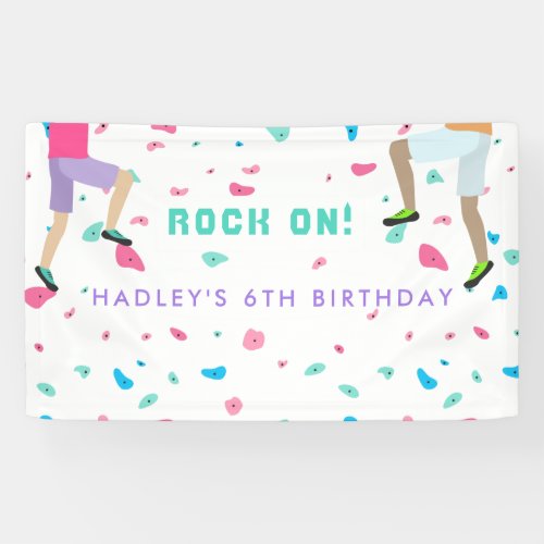 Girls Colorful Rock Climbing Party   Banner