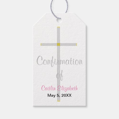 Girls Confirmation Thank Your Silver Cross Pink Gift Tags