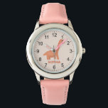 Girls Cool and Cute Pink Dinosaur & Name Watch<br><div class="desc">This cute and modern kids watch features a pink dinosaur cartoon and can be personalized with your girls name. With clear,  easily readable numbers,  this 'first' watch is great for kids or toddlers just starting out on learning the time. The perfect cool dinosaur-themed gift for your little one!</div>