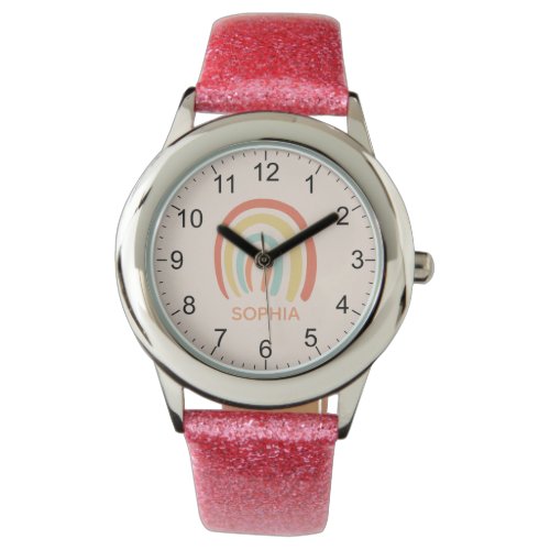 Girls Cool and Cute Pink Rainbow Watch