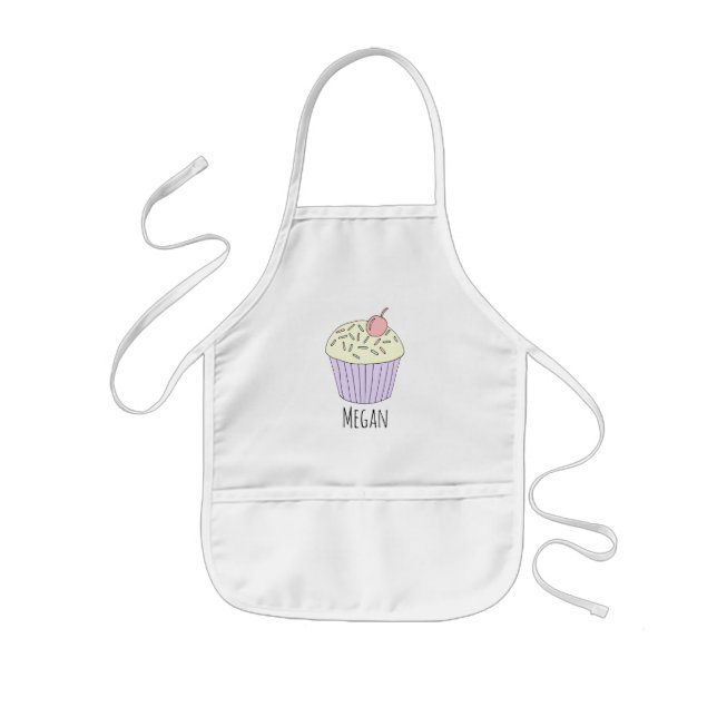 Girls Cool Pink Cupcake Muffin Baker Kids' Apron (Front)