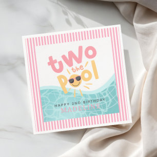Girls Cool Summer Two the Pool 2nd Birthday Napkins