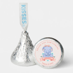  Girls Coral  Blue Elephant Baby Shower   Hershey®'s Kisses®