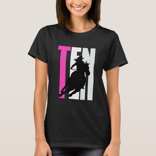 Girls Cowgirl Birthday 10th Rodeo Horse Queen Barr T_Shirt