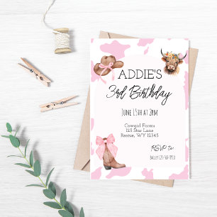 Girls Cowgirl Birthday Invitation