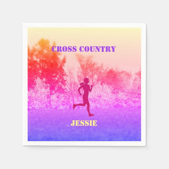Girls Cross Country Running Rainbow  Napkins (Front)