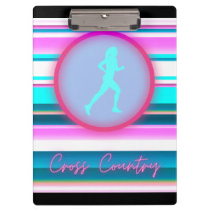 Girls Cross Country Running Stripes Clipboard