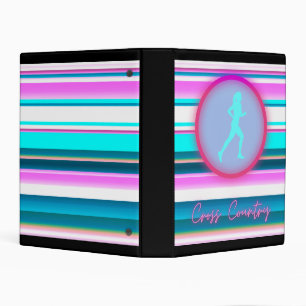 Girls Cross Country Running Stripes   Mini Binder