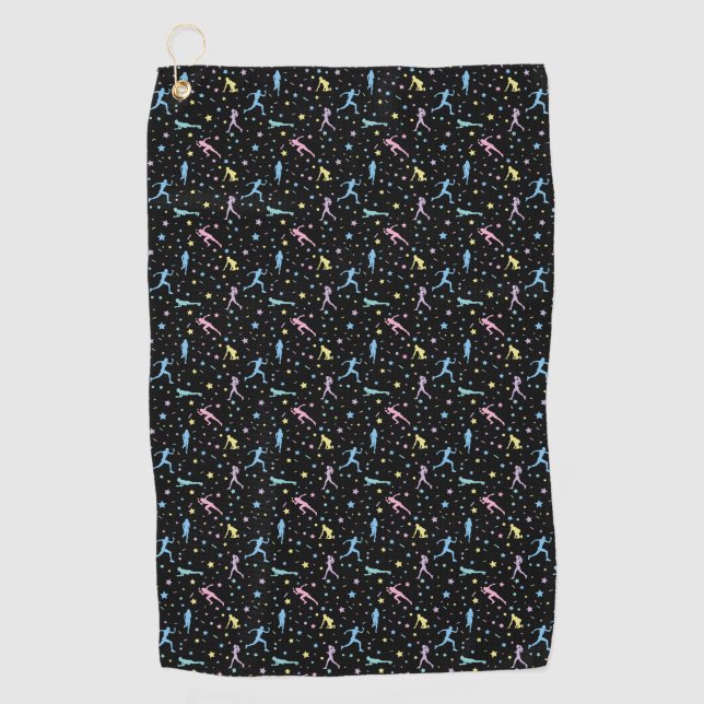 Girls Cross Country, Track Field, Marathon Runner Golf Towel (Front)