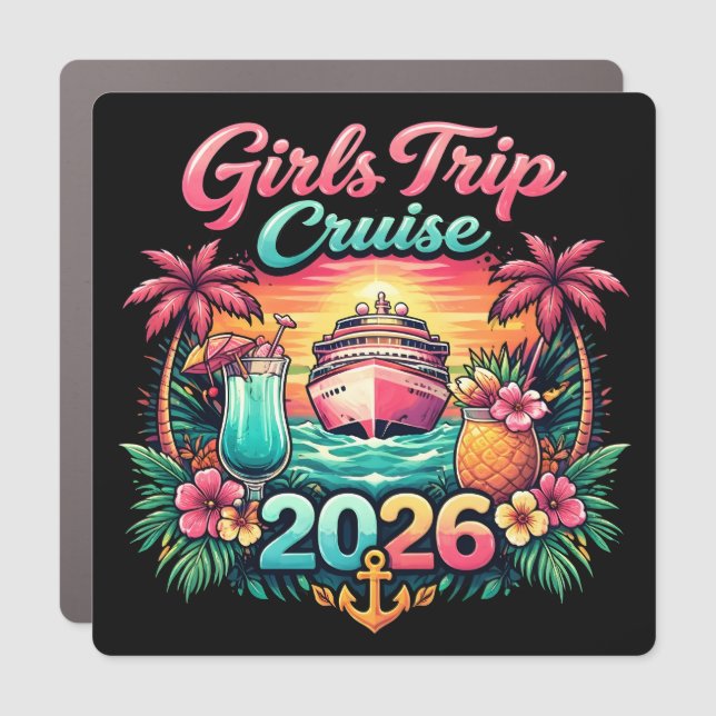 Girls Cruise Decor Door Personalized Magnet (Front)