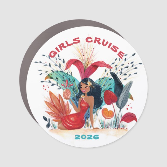 Girls Cruise Decor Door Personalized Magnet (Front)