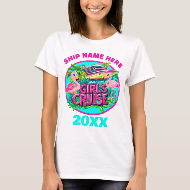 Girls Cruise Flamingo T-Shirts (Front)