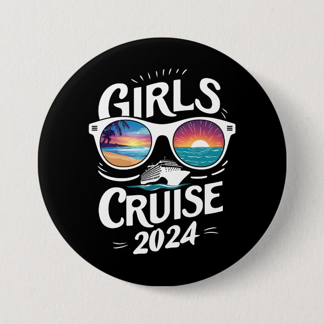 Girls Cruise Trip 2024 Vacation Lovers Button (Front)