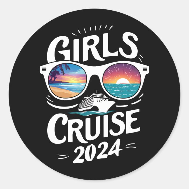 Girls Cruise Trip 2024 Vacation Lovers Classic Round Sticker (Front)