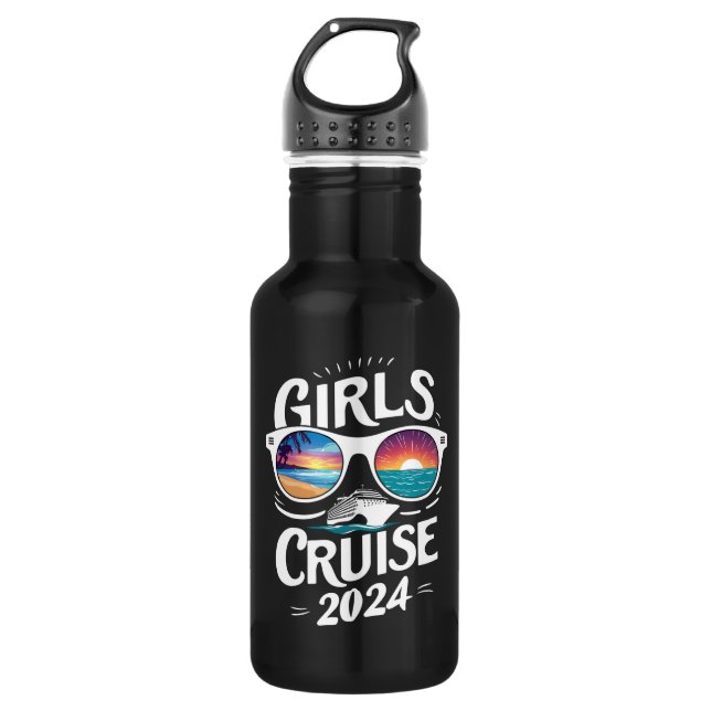 Girls Cruise Trip 2024 Vacation Lovers Stainless Steel Water Bottle (Front)