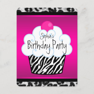 Girls Cupcake Birthday Party Invitation
