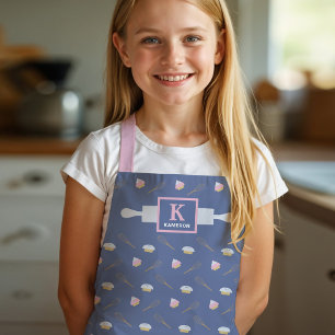 Girls Cupcake Pattern Monogram Apron