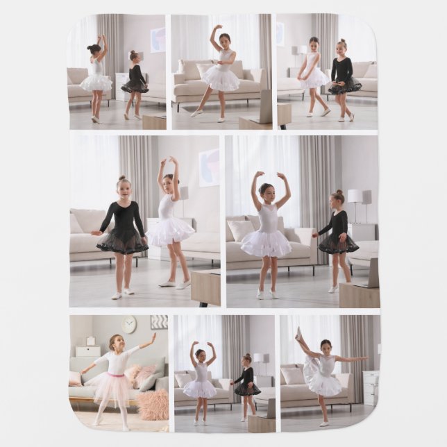 Girls Custom 8 Photo Personalized Kid Children and Baby Blanket (Front)
