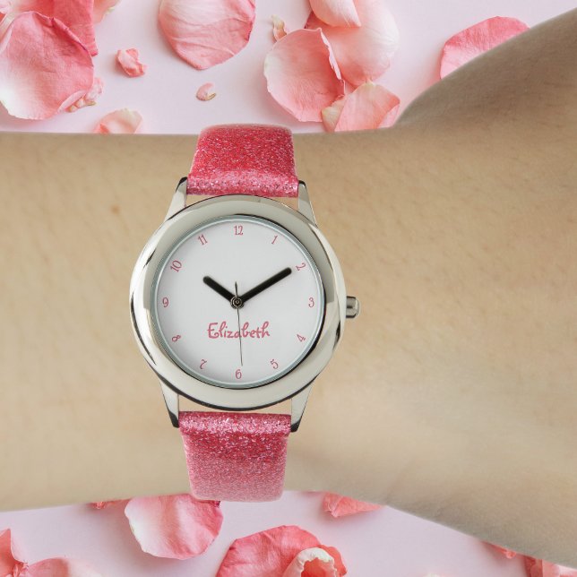 Girls Custom Name Cute Girly Pink Pretty Chic Kids Watch (Girls Custom Name Cute Girly Pink Pretty Chic Kids Watch)