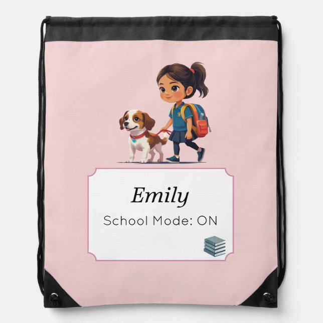 Girls Custom Name Drawstring Backpack for Gym  (Front)