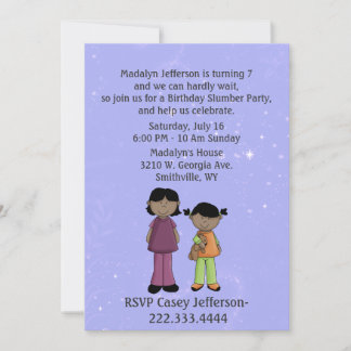 Girl's Custom Slumber Party Birthday Invitation