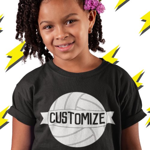 Girls Custom Volleyball Team Player and Number T_Shirt