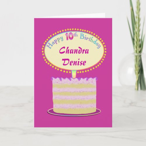 Girls Cute 10th Birthday Personalize It Card