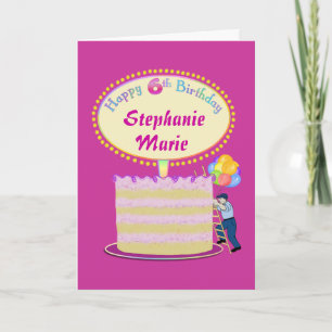 Girls Cute 6th Birthday Personalize It Card