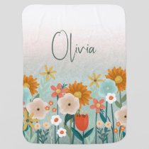 Girls Cute and Elegant Floral Botanical Baby Blanket