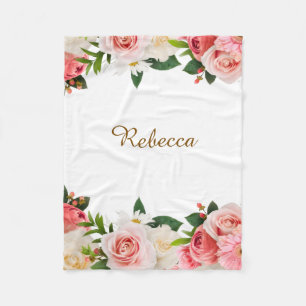 Girls Cute and Elegant Floral Botanical Spring Fle Fleece Blanket