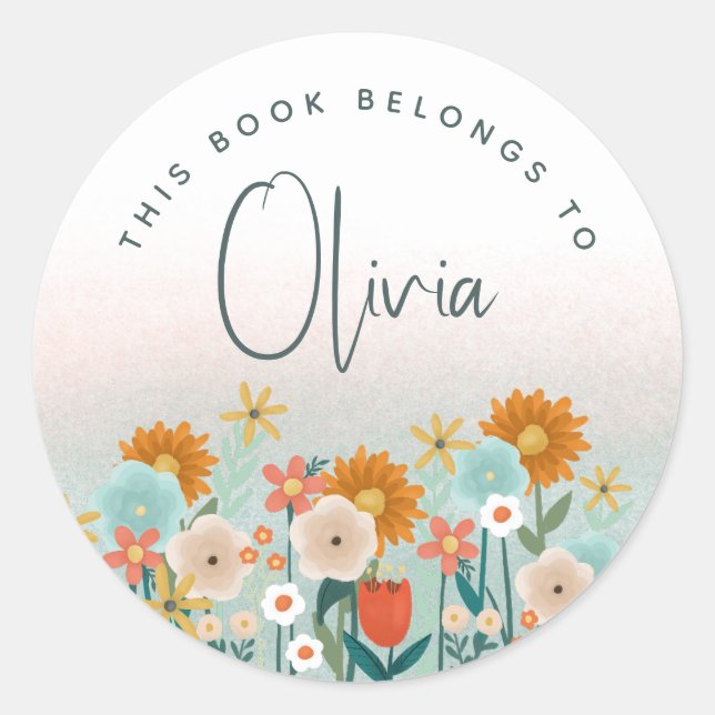 Girls Cute and Elegant Kids Floral Bookplate (Front)