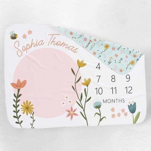 Girls Cute and Elegant Pink Floral Milestone