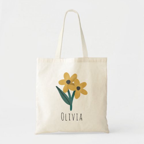 Girls Cute and Elegant Yellow Flowers Tote Bag