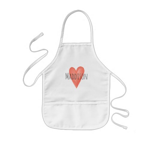Girls Cute and Girly Pink Watercolor Heart Kids Kids Apron