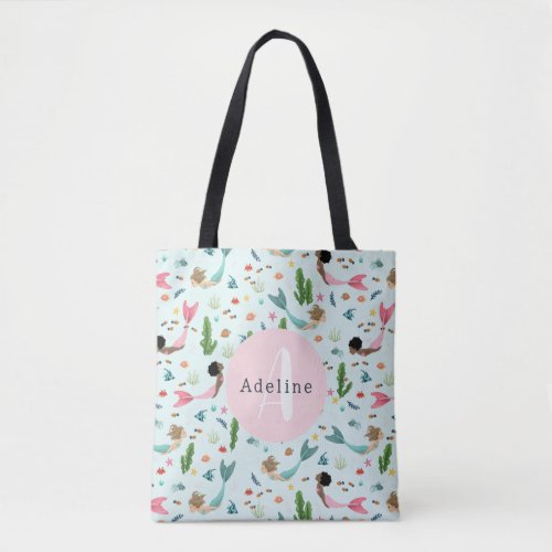 Girls Cute and Magical Mermaid Ocean Kids Tote Bag