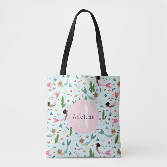 Girls Cute and Magical Mermaid Ocean Kids Tote Bag (Front)