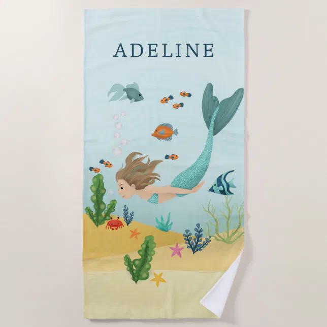 Aperturee Glitter Colorful Mermaid Style Round Beach Towel