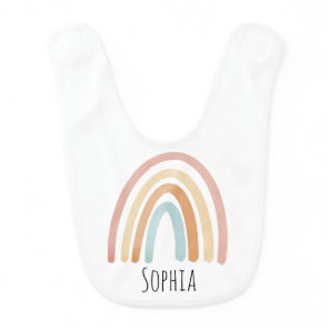 Girls Cute and Modern Boho Watercolor Rainbow Baby Bib