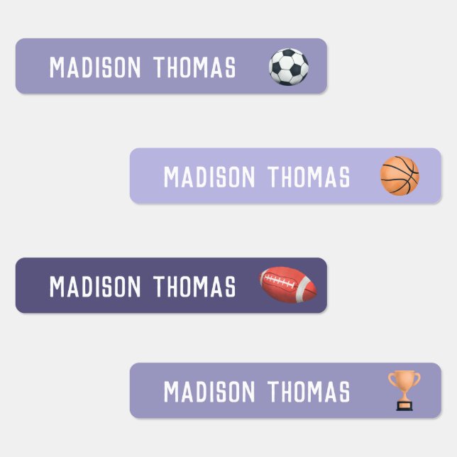 Girls Cute and Modern Purple Sports School Kids' Labels (Group)