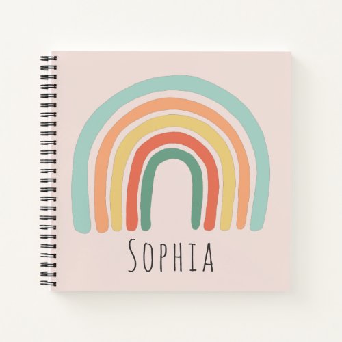 Girls Cute and Whimsical Boho Rainbow Kids Notebook