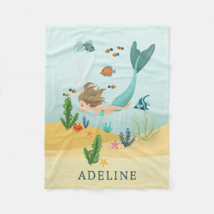 Girls Cute and Whimsical Magical Mermaid Sea Kids Fleece Blanket